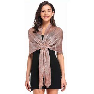 SPARKLING Rose Metallic Dressy SHAWL Scarf WRAP